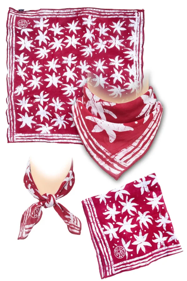 B-3000_DRED-WH_PALM-6 Bandana Necktie Batik