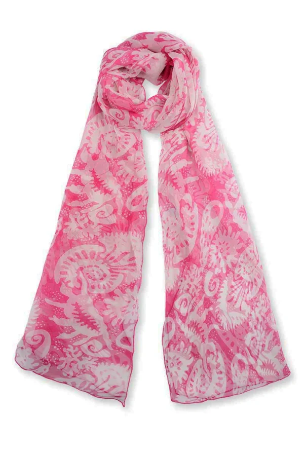 M2_B-306-9_PK-WH_SHELLS_LR Chiffon Stole Bi color